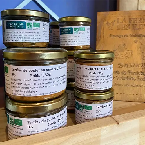Terrines de poulet au piment d'Espelette bio