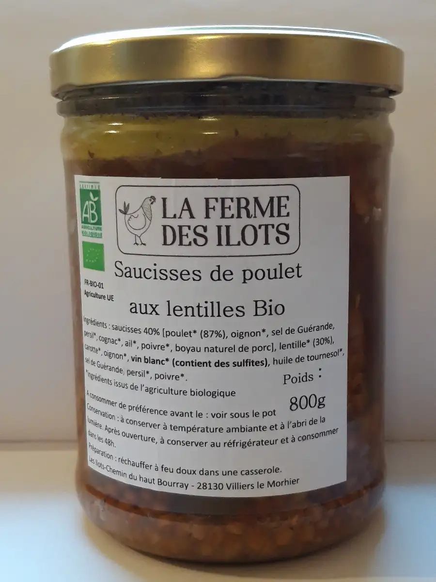 Saucisses de poulet aux lentilles